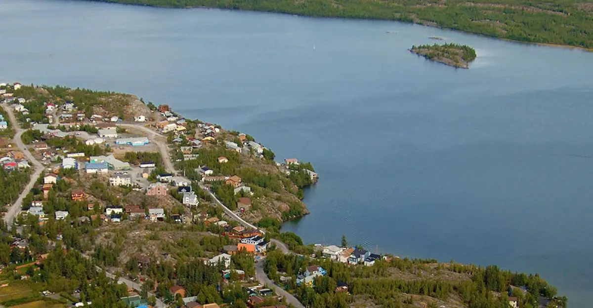 Ariel view of Dettah Northwest Territories Canada